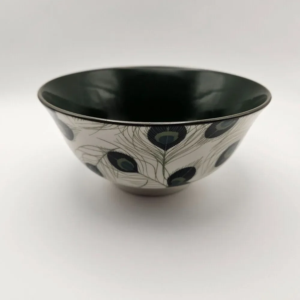 Jardin d'Ulysse decorative peacock feather pattern bowl - beautiful!